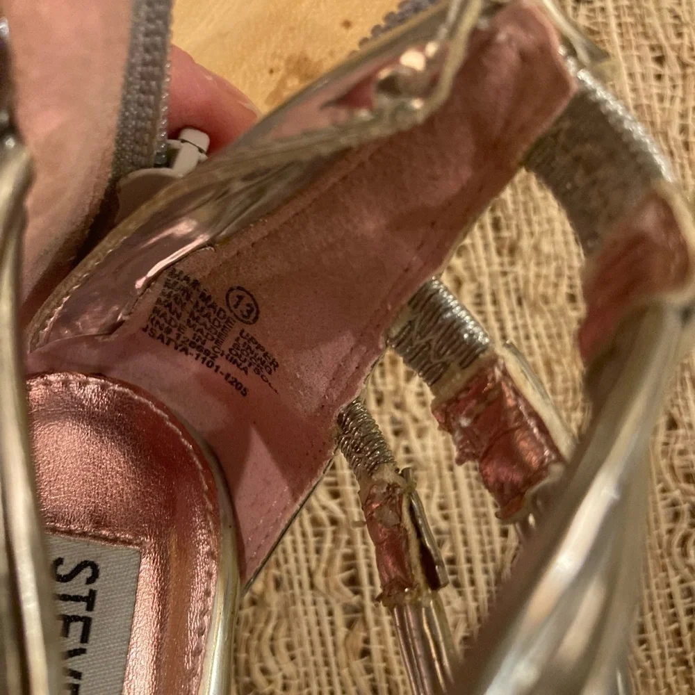 Steve Madden Youth Kids Silver Size 13 Formal Open Toe‎ Wedge Heels EUC